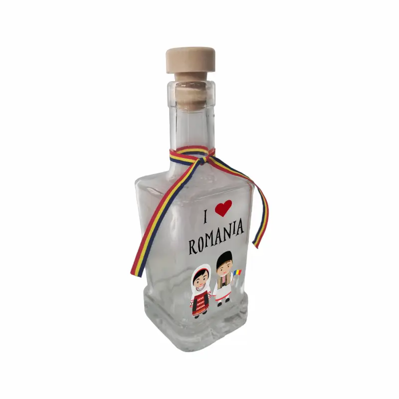 I love romania, sticla cu mesaj patrata, 250 ml, model divgs318 21